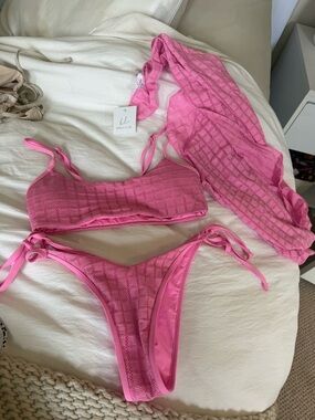 Willa Lane Pink Crochet Tie-Side Bikini Set